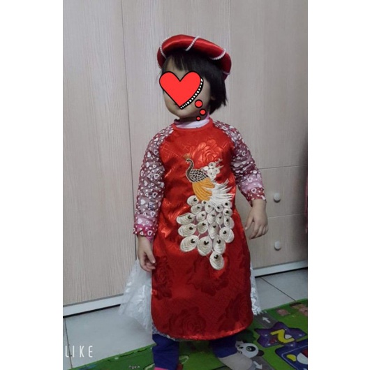 Set Áo dài cho bé gái cách tân size 11 - 24kg TẶNG Mấn đội đầu - chất liệu vải gấm cao cấp