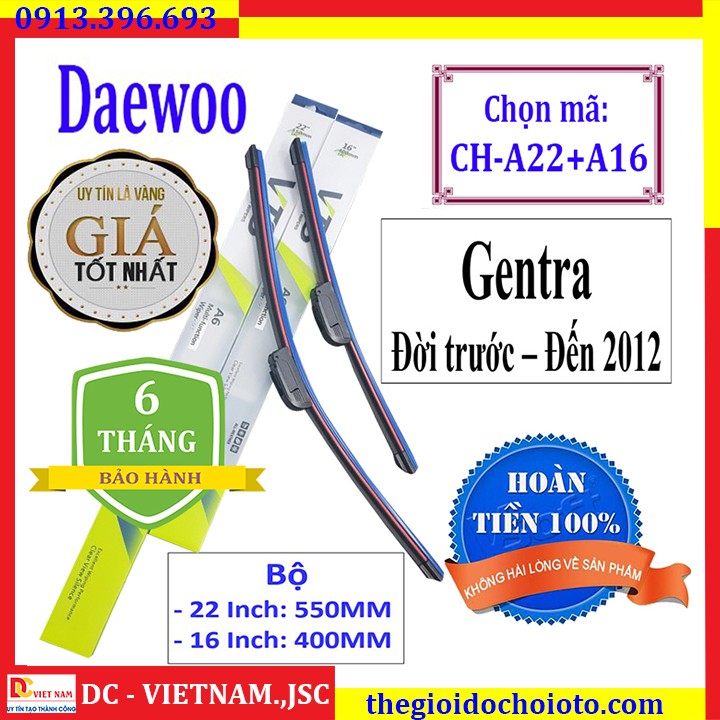 Bộ 2 thanh gạt nước mưa ô tô Chevrolet, Daewoo Gentra Đời trước - Đến 2012 - Và các dòng xe khác của Chevrolet, Daewoo