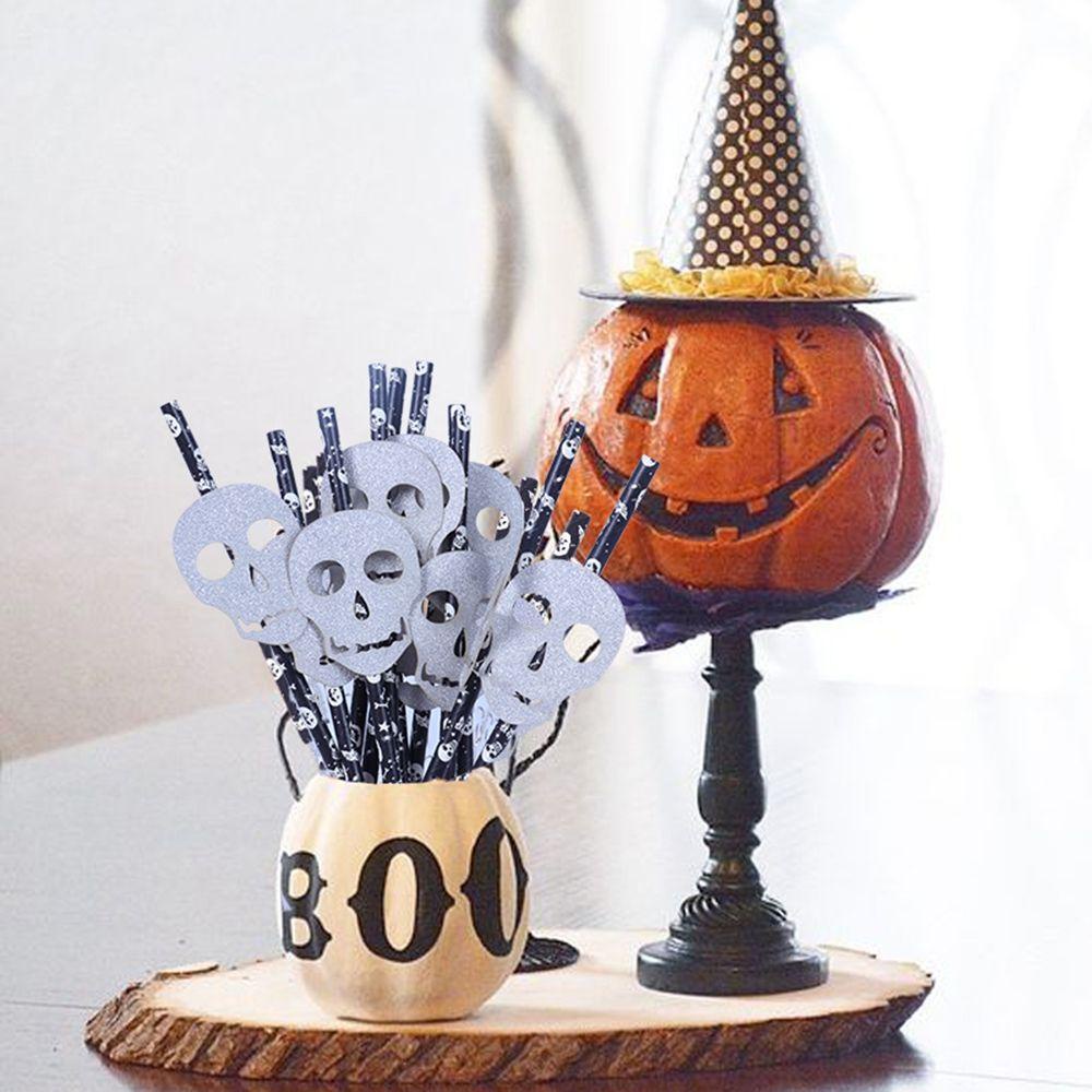 Ống Hút Giấy Họa Tiết Nhện Và Nhện Dùng Một Lần Trang Trí Tiệc Halloween
