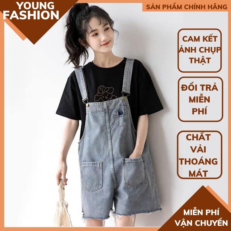 Quần yếm jeans lửng 🍀phối 2 túi ulzzang ,yếm đùi bò nữ ,HÓT TICHTOC thời trang 1989 ,quần sóc bò phong cách hàn quốc