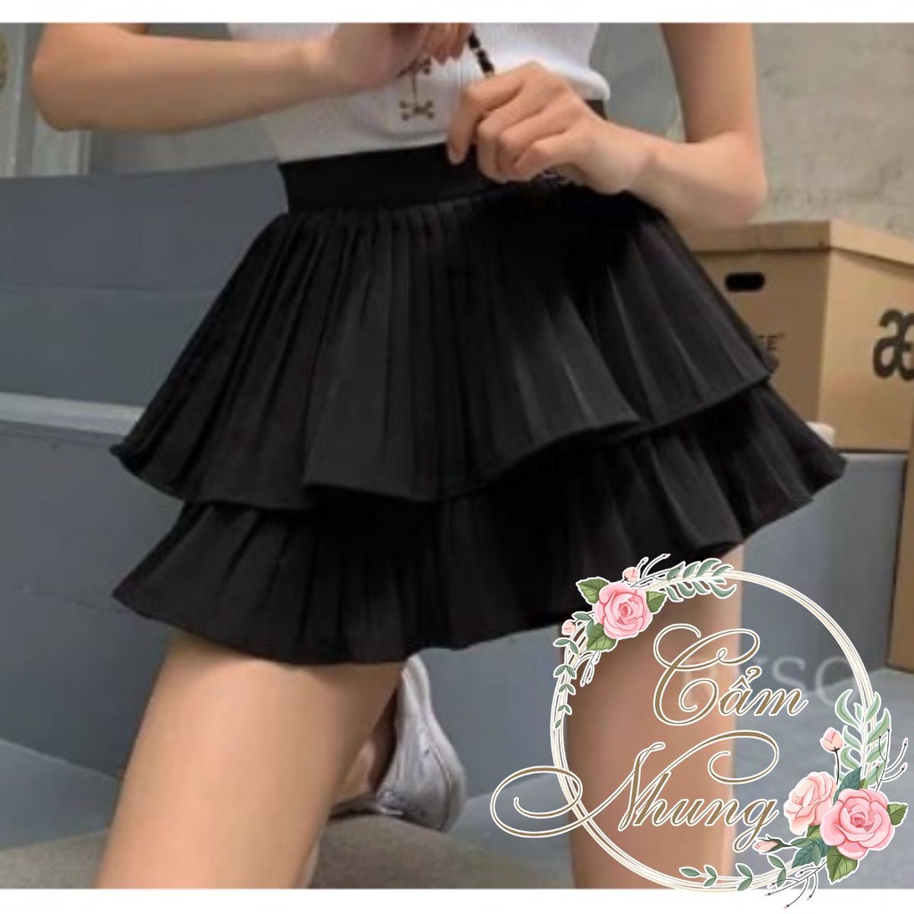 Chân váy 2 tầng xếp ly bồng bềnh CAMNHUNG- CHân váy chất đẹp 2 lớp dày dặn