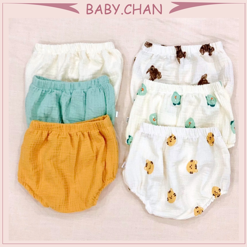 Quần đùi bí dành cho bé sơ sinh, bé trai, bé gái chất liệu vải muslin 6 tháng đến 2 tuổ thấm hút mồ hôi tốt.