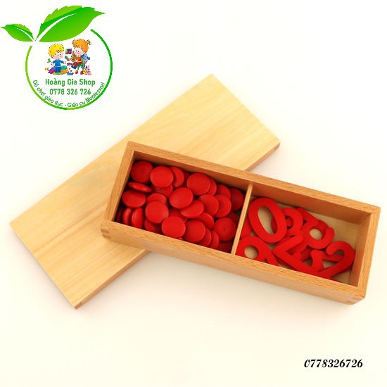 Hộp số cắt rời và hạt đếm Montessori (Cut-out Numerals and counters)