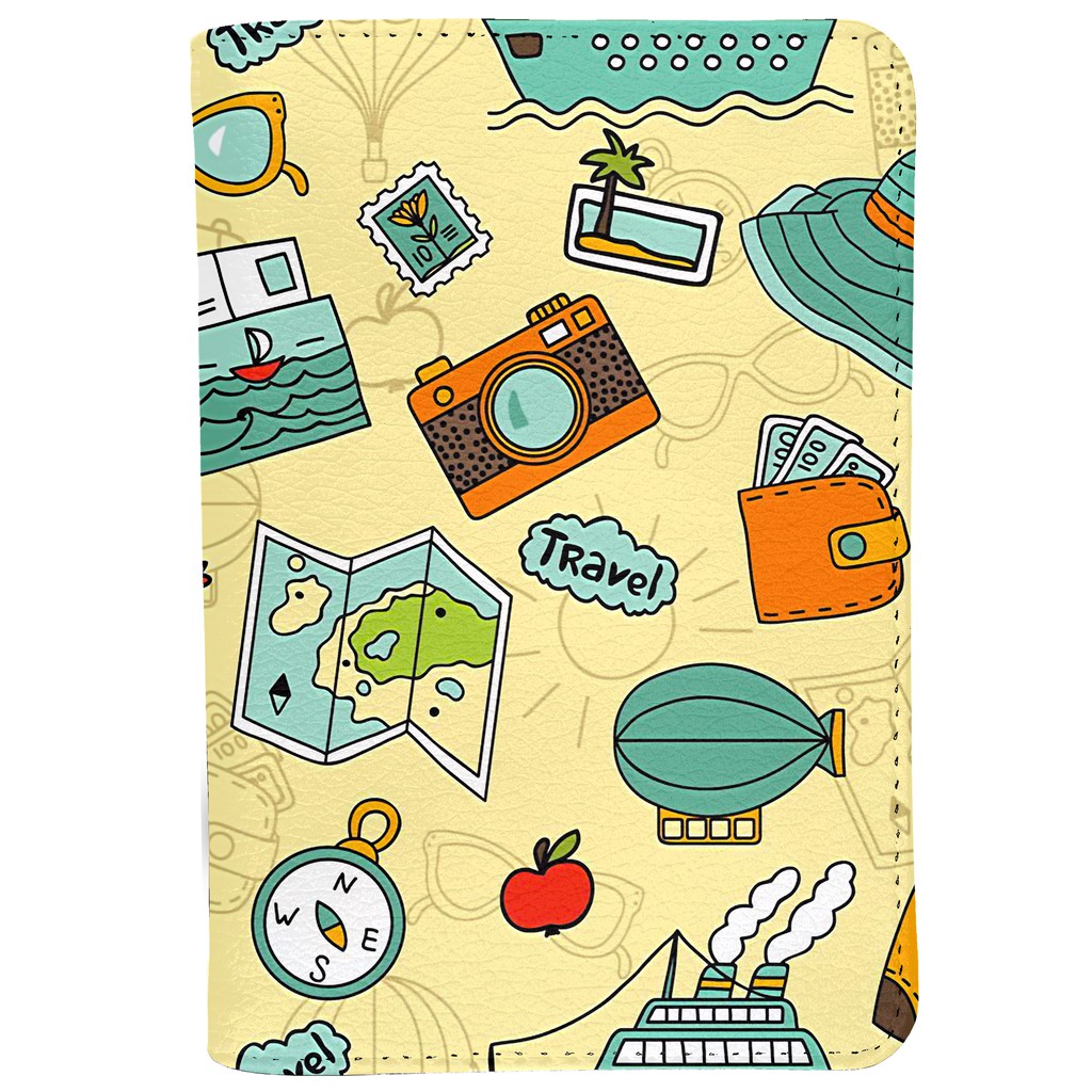 Bao Da Passport Du Lịch STICKER CUTE - Ví Đựng Hộ Chiếu Thiết Kế Tiện Lợi - Passport Cover Holder GO TRAVEL - LT024