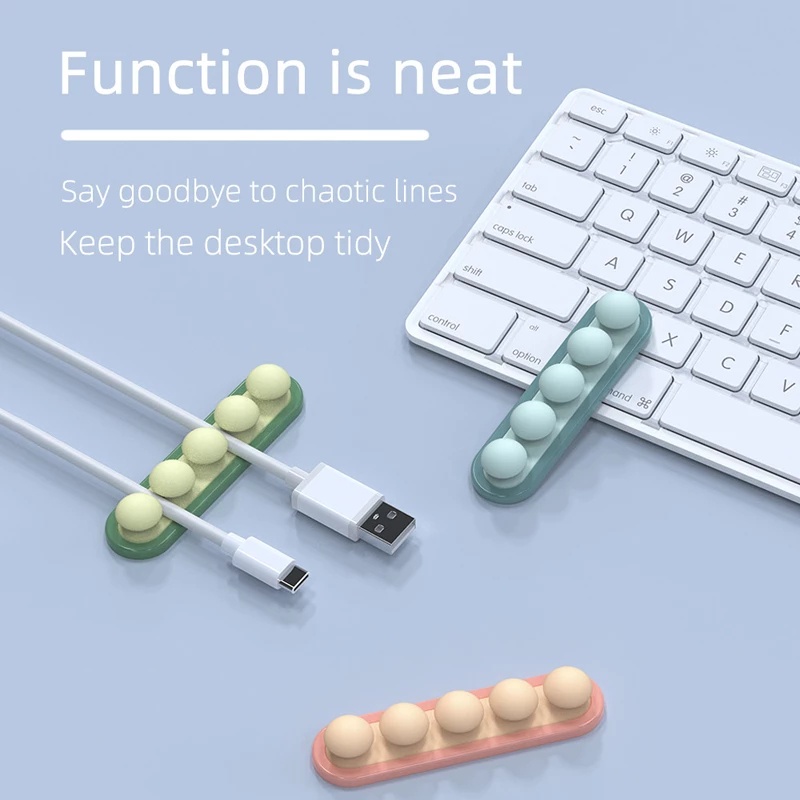 Dụng Cụ Cố Định Dây Điện / Cáp Sạc Bằng Silicon 4 Rãnh Hình Hạt Đậu Tiện Dụng