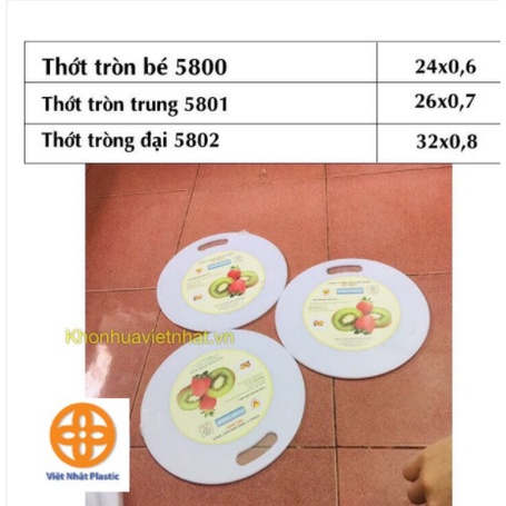 Thớt nhựa tròn Việt Nhật 3 size kháng khuẩn bền đẹp (MS:5800/5801/5802)