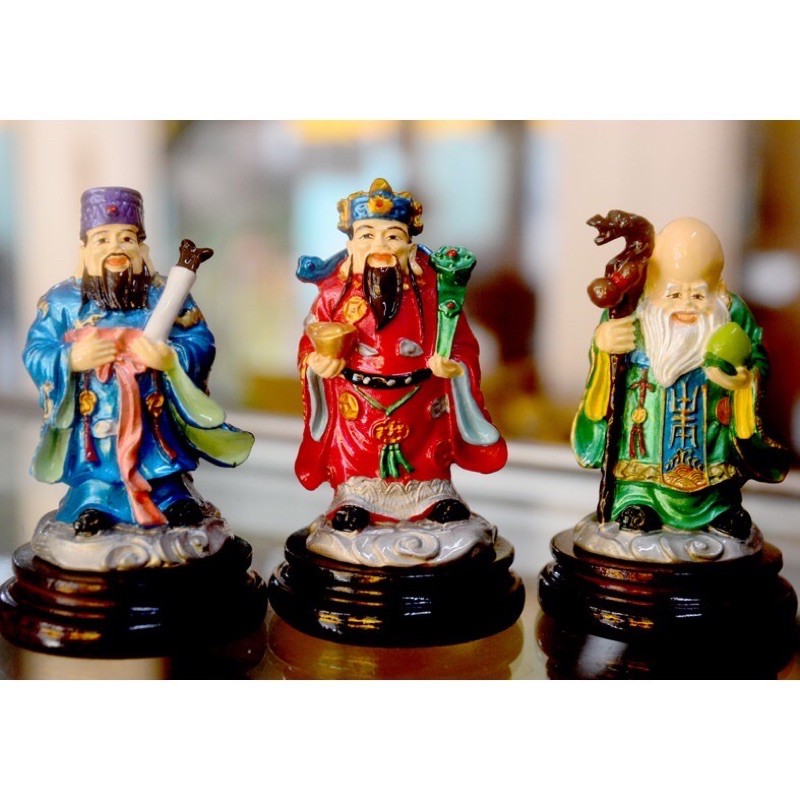 Bộ tượng 3 ông phúc lộc thọ,có đế cao 9cm