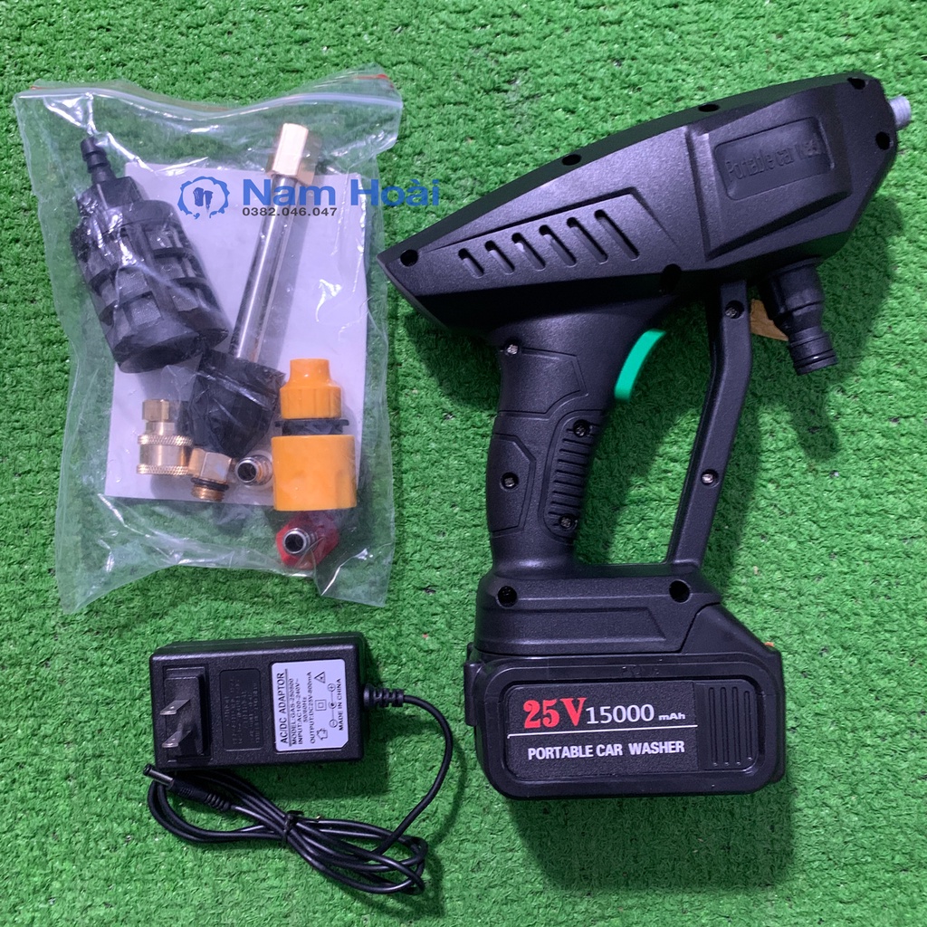 Máy rửa xe, vệ sinh, tưới hoa cầm tay dùng pin Zhong Hui 25 V,Áp lực mạnh, pin sạc bền bỉ, dễ sử dụng, 3 chế độ phun rửa