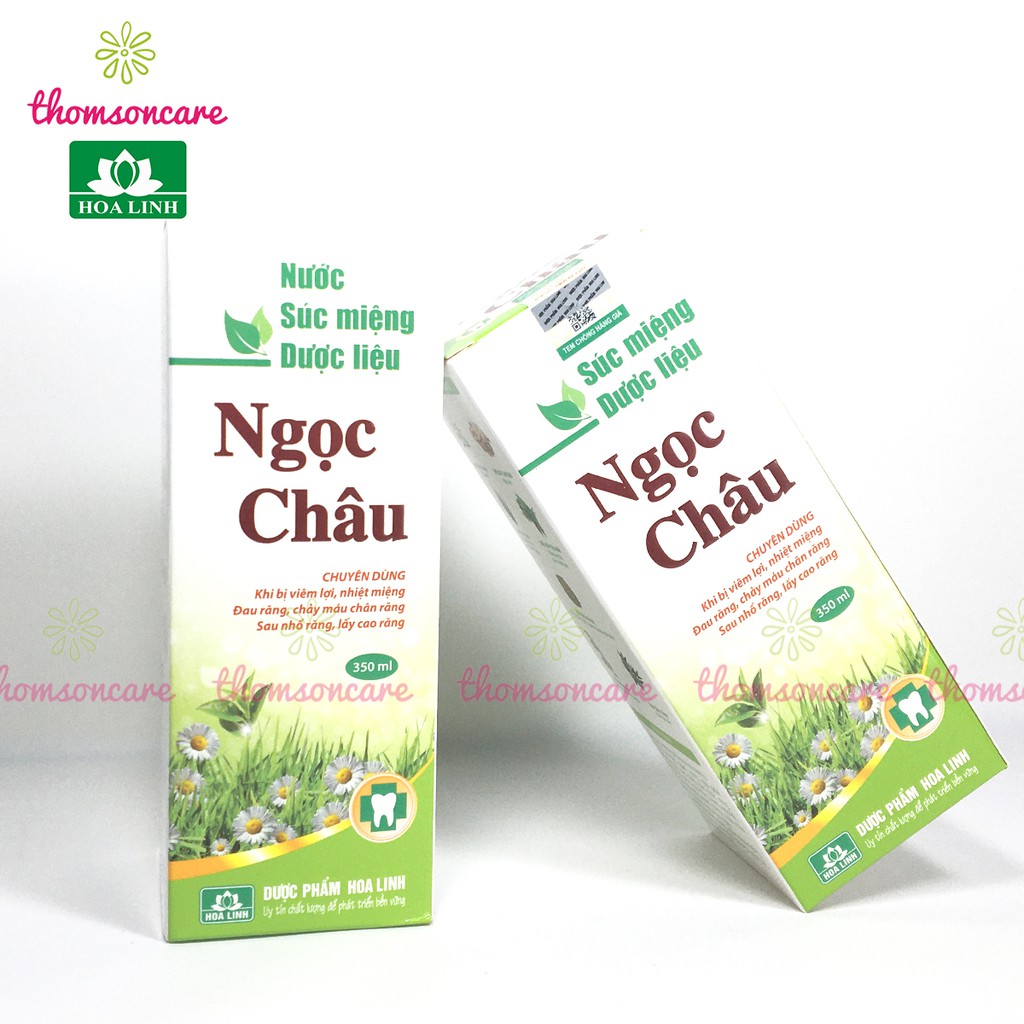 Nước súc miệng dược liệu Ngọc Châu - giảm nhiệt, hôi miệng từ trà xanh, bạc hà, tinh dầu tràm chai xúc 350ml