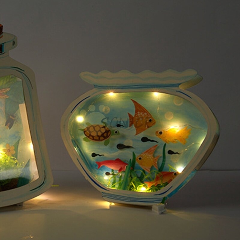 Bộ Đồ Chơi Tô Màu Hình Bình Nước DIY Kèm Đèn Dành Cho Trẻ Em