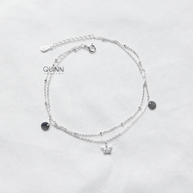 Lắc chân Crownie, lắc chân bạc vương miện dây đôi Quinn Jewelry