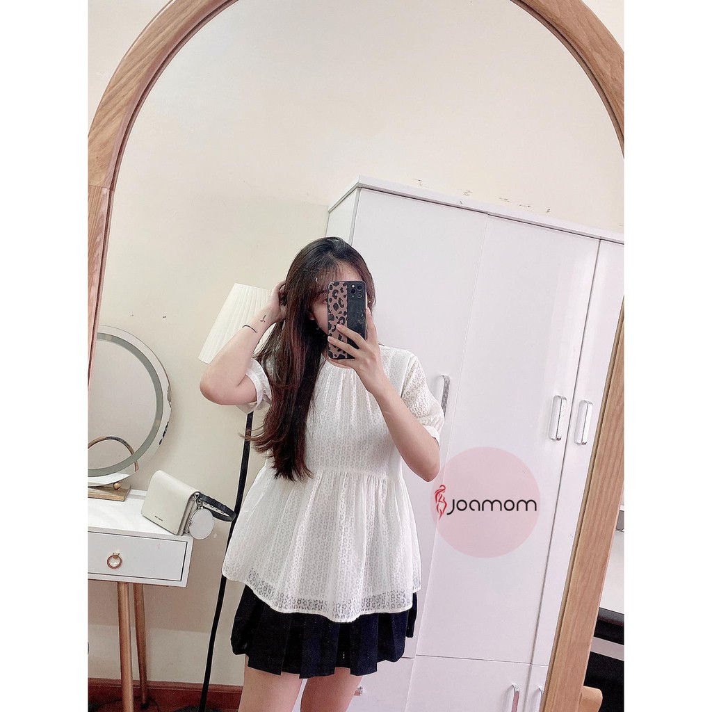 Áo sơ mi bầu xinh đũi nhật mềm thoải mái đi làm đi chơi Joamom Ab119
