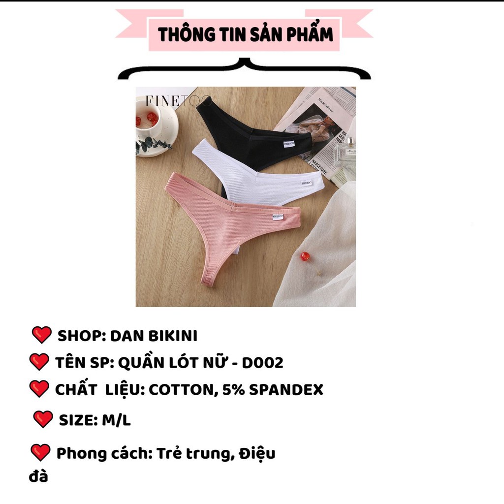 Quần Lọt Khe Nữ - Quần Lót Lọt khe Cotton gân tăm lọt khe sexy quyến rũ mã D002