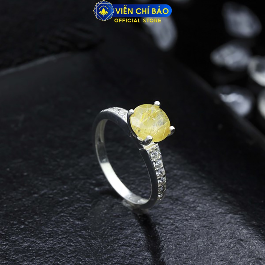 Nhẫn bạc nữ tóc vàng một viền đá chất liệu bạc 925 thời trang phụ kiện trang sức Viễn Chí Bảo N600039