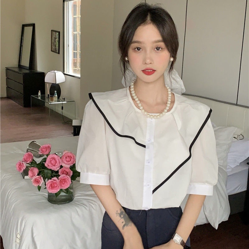Áo Sơ Mi Ngắn Tay Dáng Rộng Vạt Lệch Thời Trang Dành Cho Nữ  tao bao