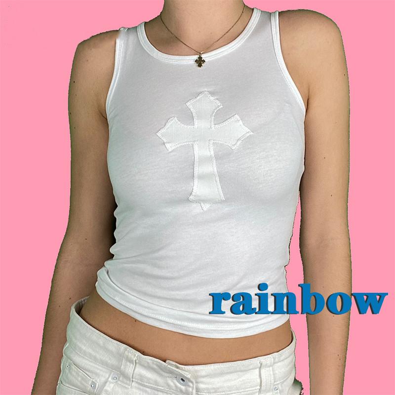 Áo Thun Sát Nách Cổ Chữ U Họa Tiết Cầu Vồng Cho Nữ | BigBuy360 - bigbuy360.vn