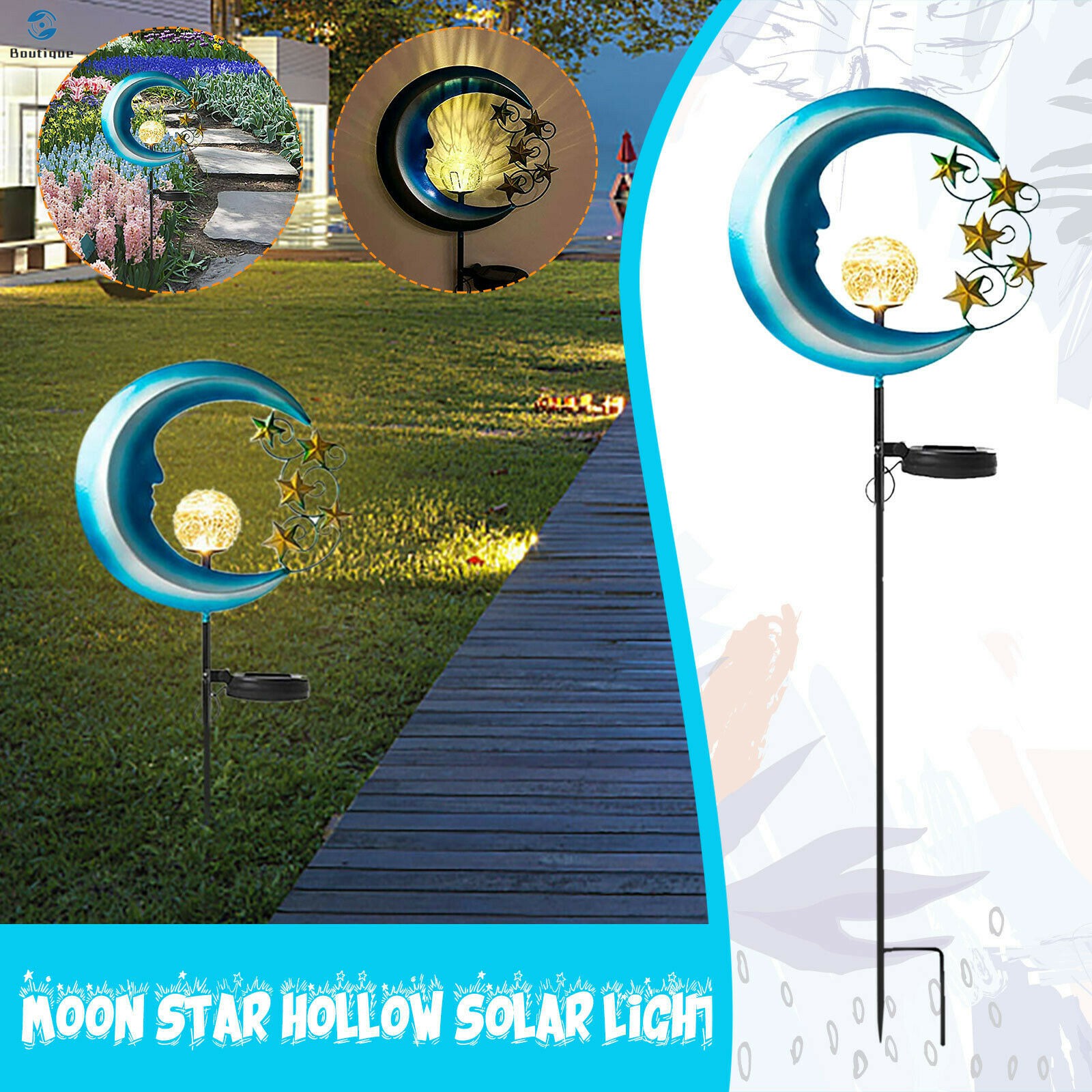 Đèn Led Trang Trí Sân Vườn Hình Mặt Trăng Chống Thấm Nước