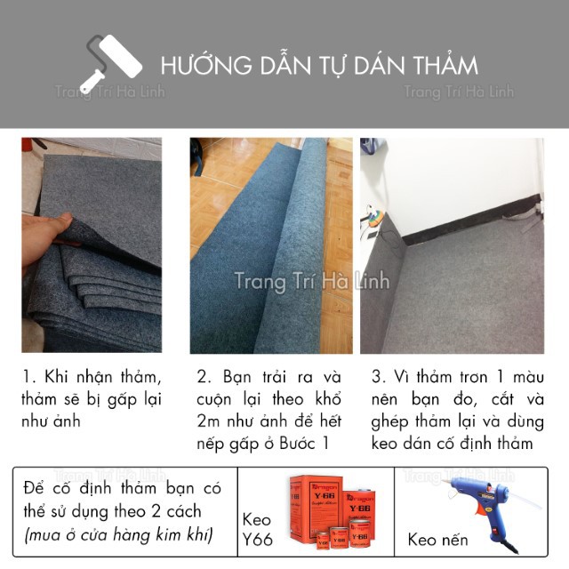 Thảm nỉ trải lót sàn nhà màu xanh lá cho văn phòng sự kiện giá rẻ dày 3mm