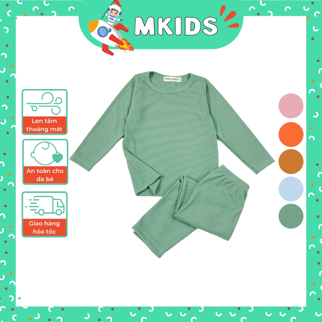 Đồ bộ dài tay cho bé trai gái 1-5 tuổi , đồ ngủ cho bé chất len tăm xuất hàn loại tốt MKids