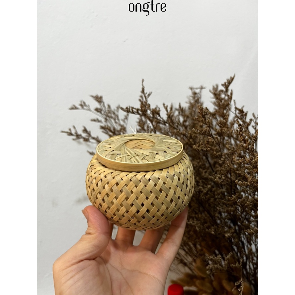 Hộp tre đan 2 lớp, có nắp đậy, đựng đồ, trang trí | ongtre® (Vietnam)