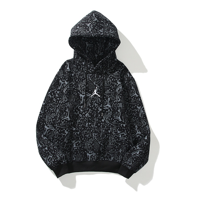 Áo hoodie Air Jordan tay dài bằng cotton lót nhung thêu họa tiết cổ điển thời trang cho nam và nữ