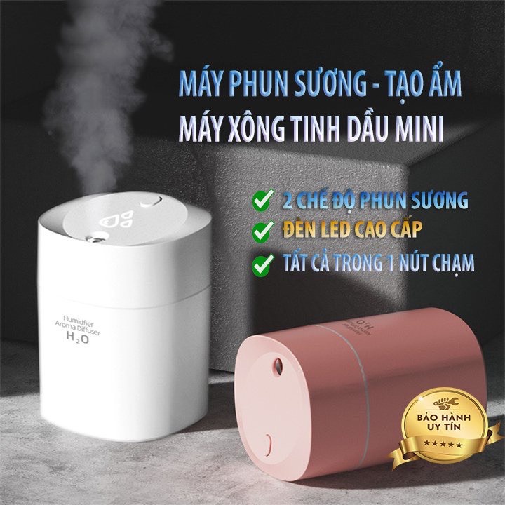 Máy Xông Tinh Dầu Mini Cho Phòng Ngủ Humidifier 220ml Máy Khuếch Tán Tinh Dầu Phun Sương Tỏa Hương Đuổi Muỗi &amp; Côn Trùng