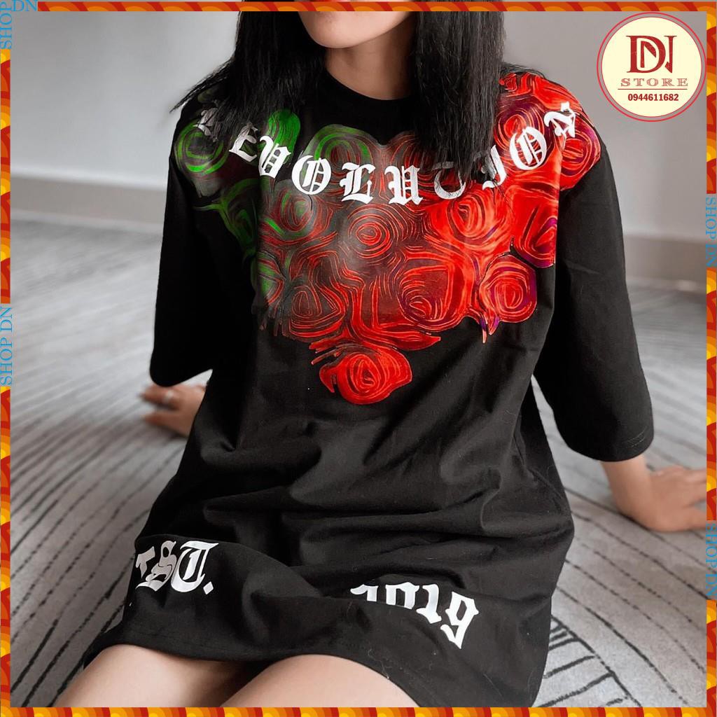 áo thun cotton cao cấp 1miken,tay lỡ from rộng phông nam nữ in nổi 5D hoa hồng jose | BigBuy360 - bigbuy360.vn