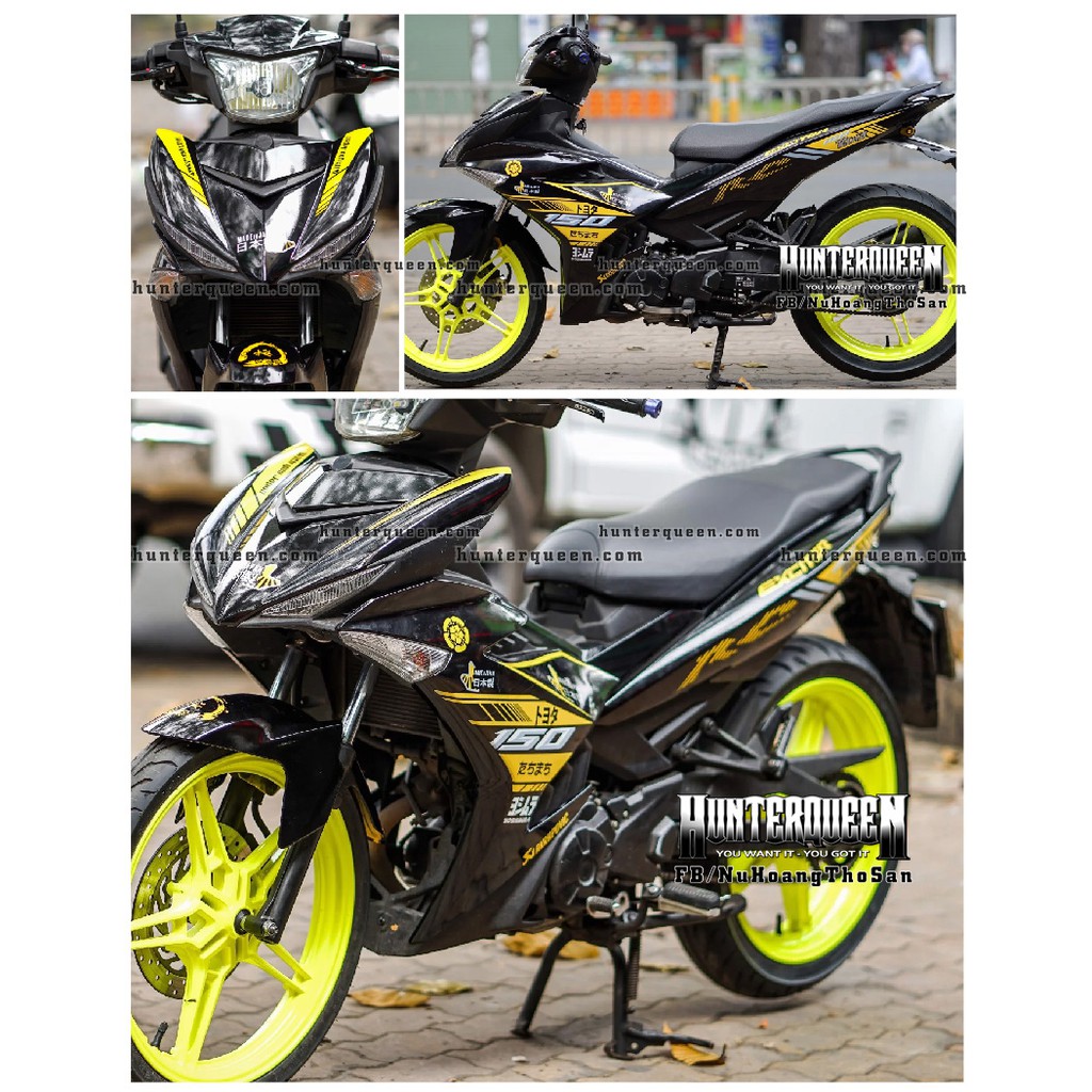 Tem rời dán xe Exciter 150. Japan đen vàng phong cách. Chống nước, không bay màu