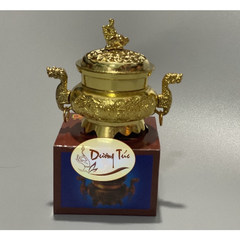 Lư Xông Trầm Hương - Hai Con Rồng - bằng hợp kim
