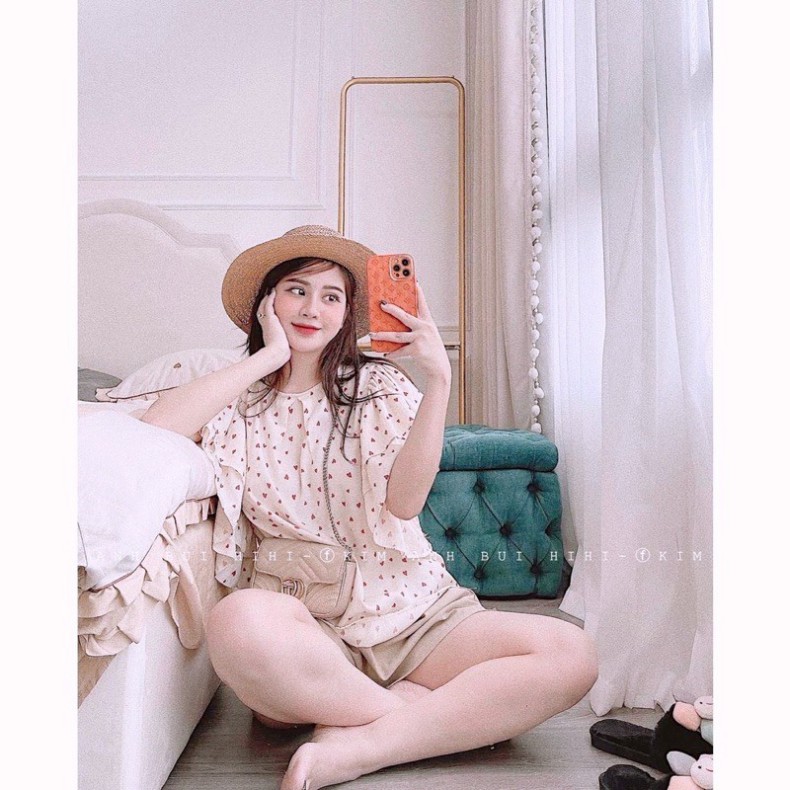 Bộ nữ đũi áo tim bèo cánh tiên kèm quần sôc đùi chun thời trang