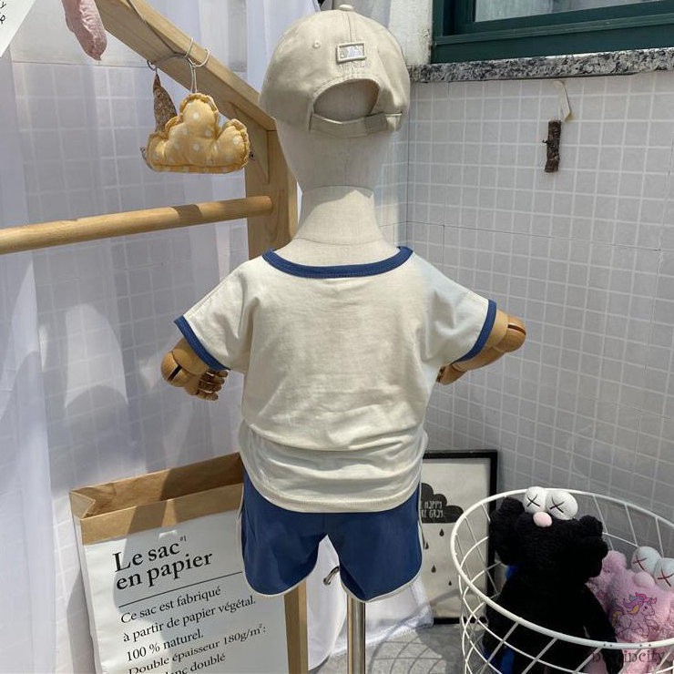 Áo thun tay ngắn in hoạt hình và Quần ngắn thời trang Hàn Quốc cho bé gái