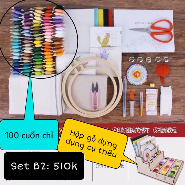 Bộ dụng cụ thêu nguyên set 21 món - Set B1 và B2