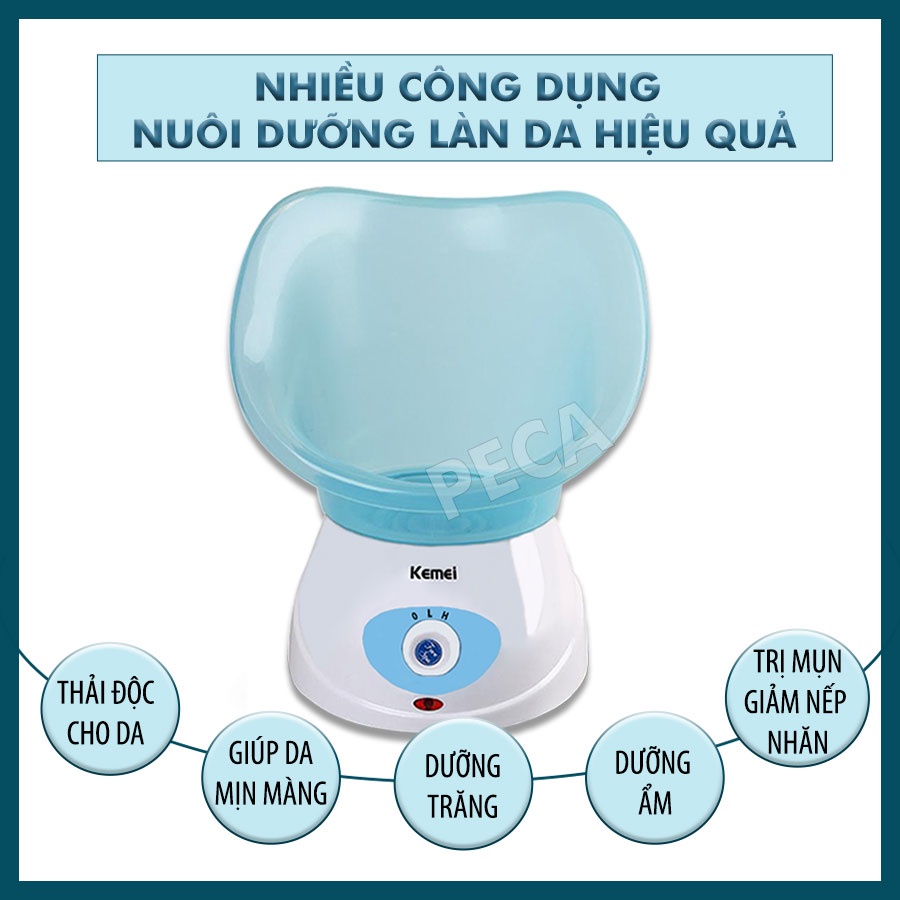 Máy xông mặt hơi nước Kemei KM-6080 điều chình 2 mức nhiệt độ tiện lợi giải quyết tận gốc các vấn đề và da mặt