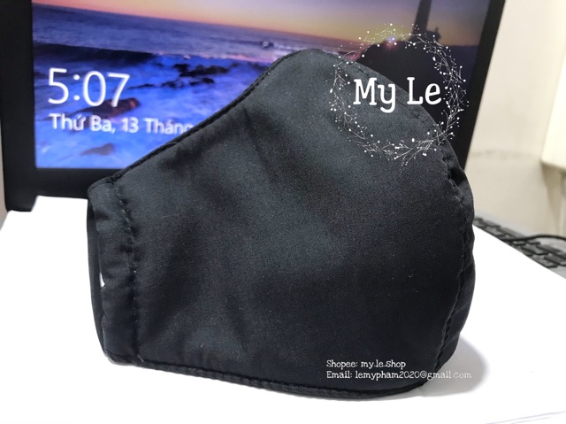 SỈ 10 KHẨU TRANG VẢI LỤA CAO CẤP 3 LỚP SIZE NGƯỜI LỚN (mẫu đen) giặt không ra màu - Shop My Le (my.le.shop) | BigBuy360 - bigbuy360.vn