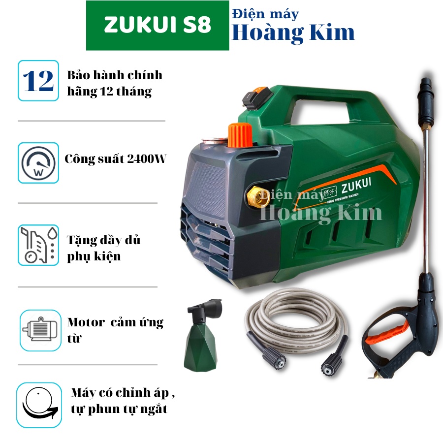 Máy Xịt Rửa Xe Chỉnh Áp Zukui S8 - 3000W
