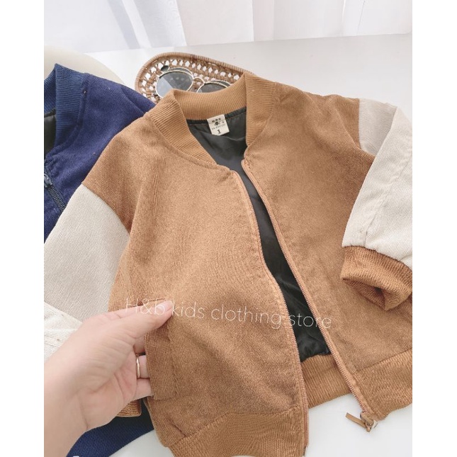 Áo Khoác Bomber Nhung Tăm Cực Phong Cách Cho Bé Trai