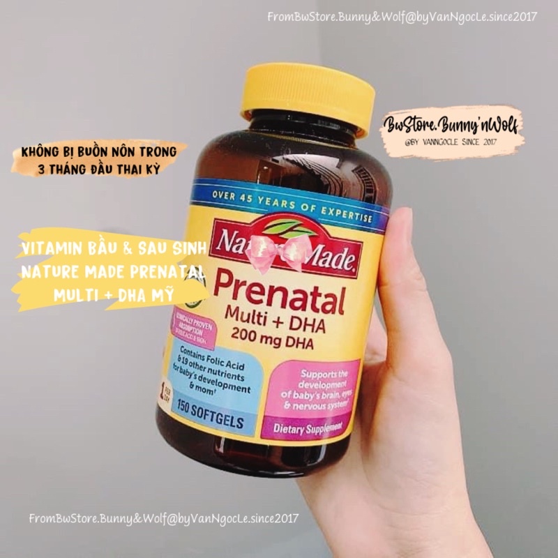 Vitamin Bầu Prenatal Multi DHA Mỹ 150viên bổ sung DHA trước - trong và sau sinh