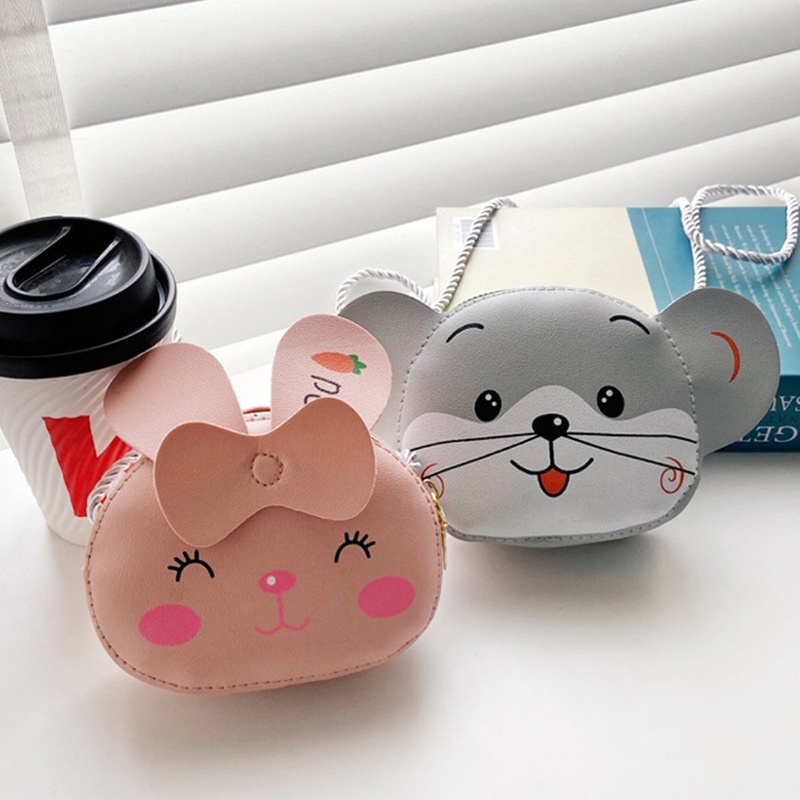 Túi đeo chéo vai hình tròn có khóa kéo họa tiết hoạt hình dễ thương xinh xắn cho nữ