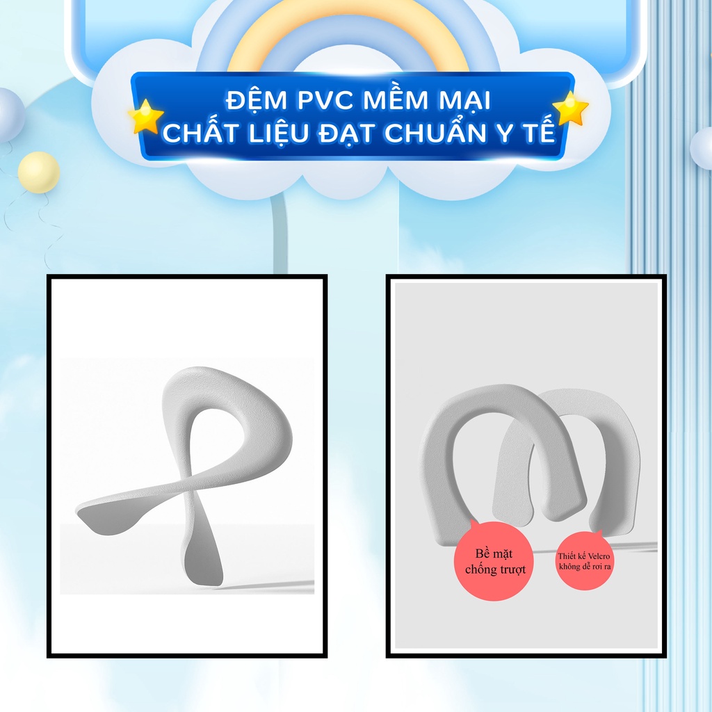 Thang bô vệ sinh V-BABY W1 có nắp thu nhỏ bồn cầu gấp gọn tiện lợi dùng cho bé trai và bé gái có sẵn tay vịn đi kèm