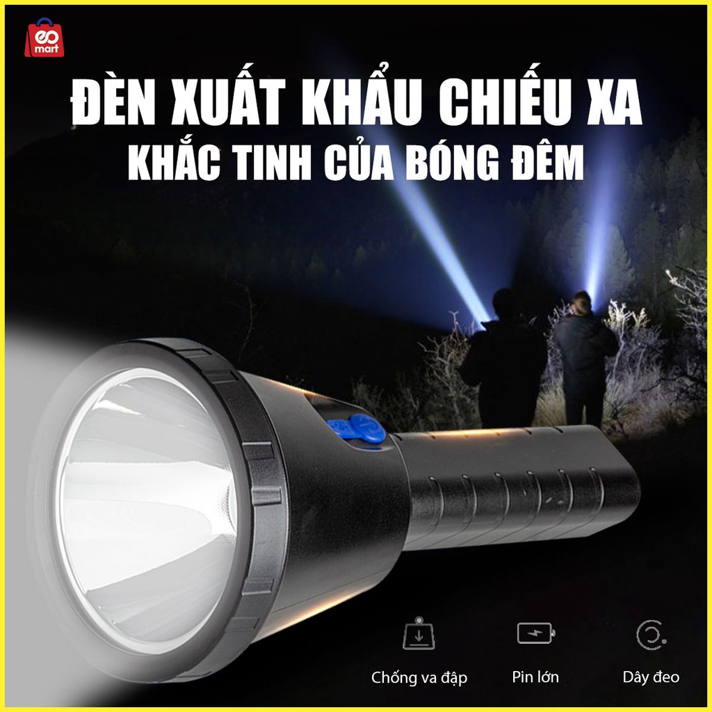 Đèn Pin Cầm Tay Siêu Sáng Chiếu Xa 1000M Eomart  Xé Tan Bóng Tối ...Khám Phá Mới