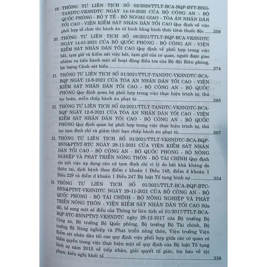 Sách- Các thông tư liên tịch của Tòa án nhân dân tối cao-Viện kiểm sát NDTC-Bộ Tư pháp-Bộ Công an - Bộ Quốc phòng