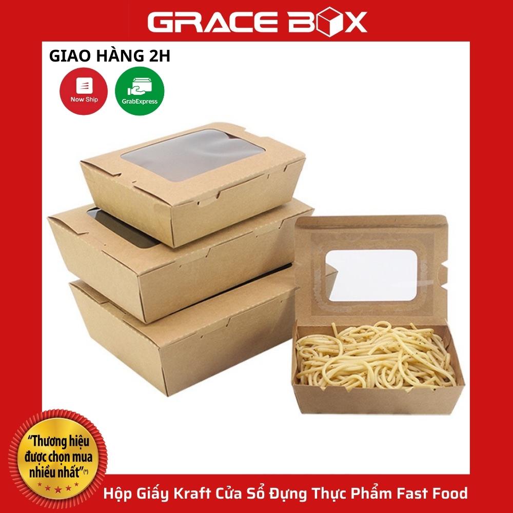 {Giá Sỉ} Lốc 10 Hộp Giấy Kraft Cửa Sổ Đựng Thực Phẩm Fast Food - Siêu Thị Bao Bì Grace Box