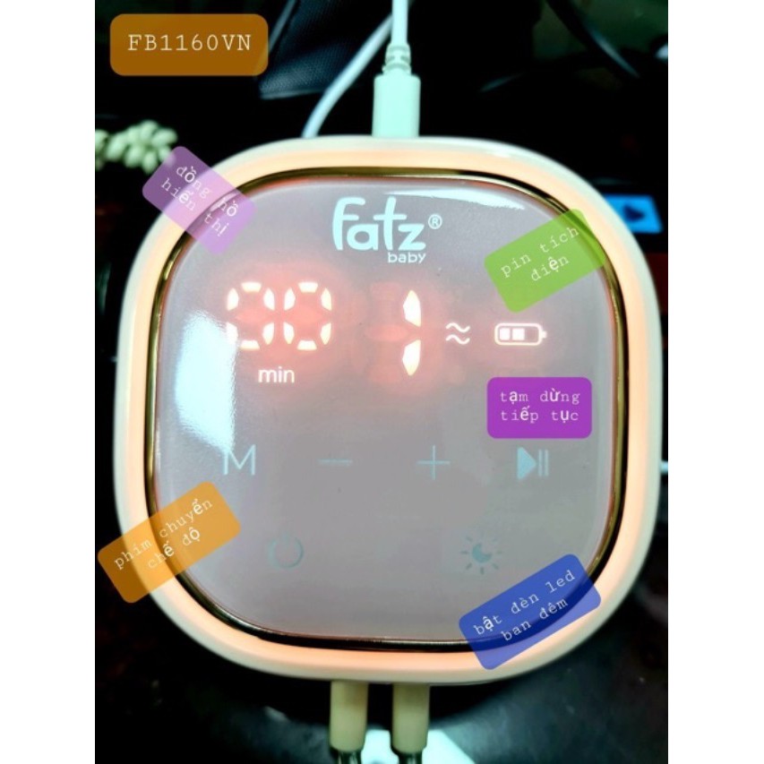 (Tặng 100 tăm bông trẻ Em) Máy hút sữa điện đôi có pin sạc Fatz Fatzbaby Resonance 3 - FB1160VN, Chorus 2 - FB1182MX