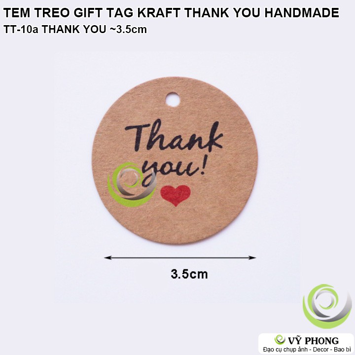 SET 20 TEM TREO GIFT TAG TREO GIẤY KRAFT THANK YOU HANDMADE WITH LOVE TRANG TRÍ ĐÓNG GÓI BAO BÌ HỘP QUÀ TẶNG TT-10