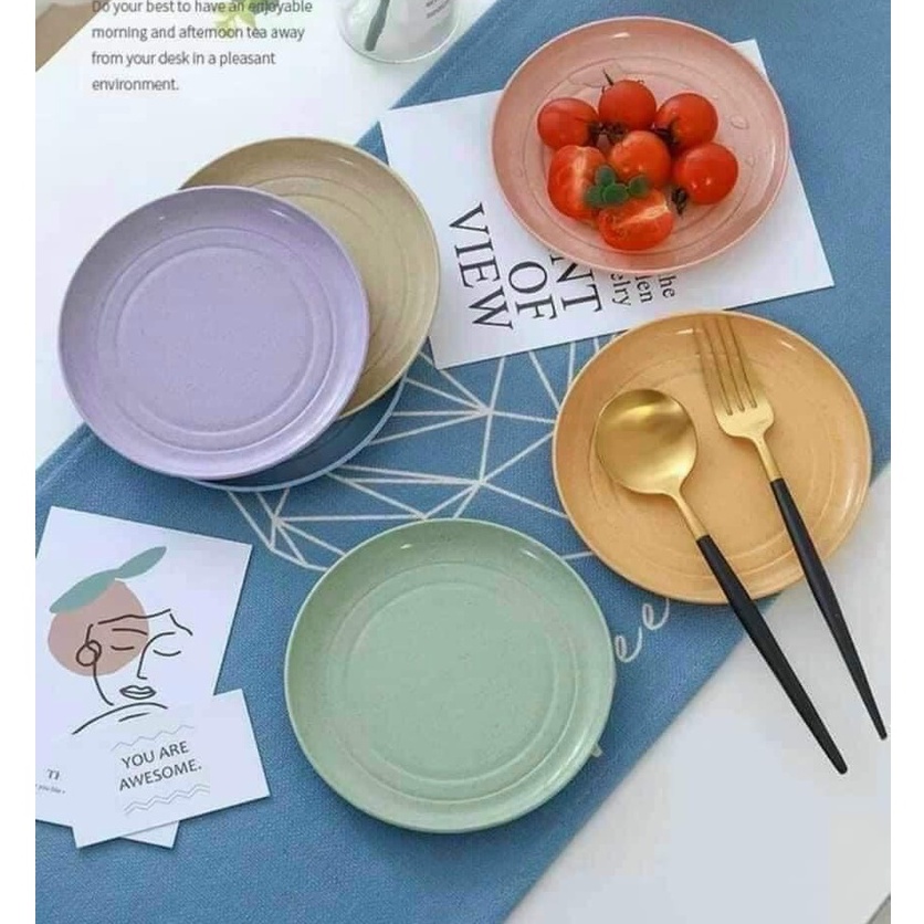 Set 6 Đĩa Tròn Nhựa Chiết Xuất Lúa Mạch