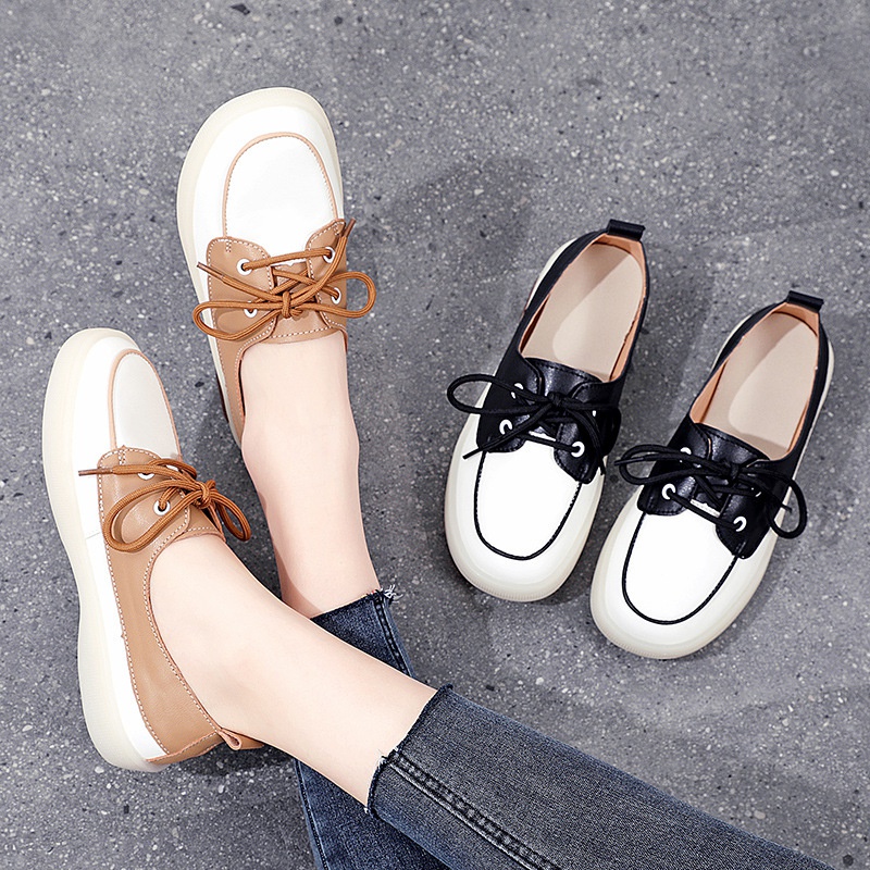 Giày Lười Đế Mềm Cột Dây Màu Trắng Phong Cách Thời Trang Mới 2022