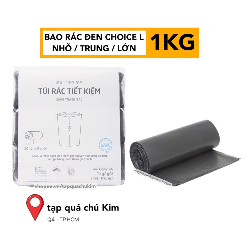 Bao rác đen CHOICE L 1kg size Nhỏ / Trung / Lớn