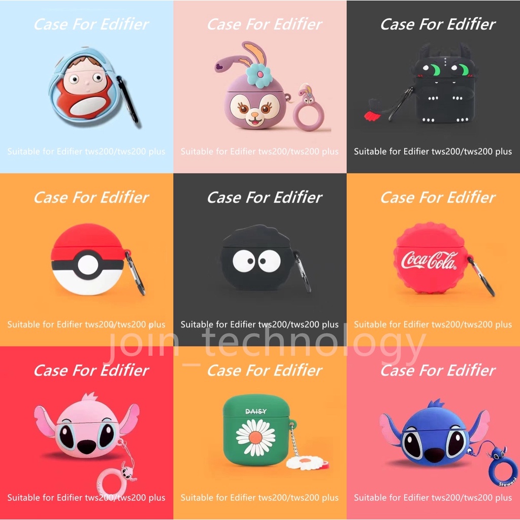 EDIFIER Vỏ bảo vệ hộp sạc Tai nghe không dây tws200/tws200 plus bằng silicon họa tiết hoạt hình dễ thương