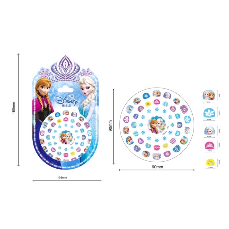 Bộ 47 hình sticker 3d Dán móng tay  có chi tiết phản quang hình công chúa băng giá ELSA , SOFIA ,BẠCH TUYẾT