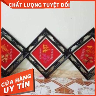 Tranh thêu vi tính thành phẩm phúc lộc thọ đỏ chưa khung